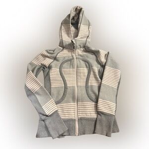 Lululemon Striped Gray and Cream Hoodie